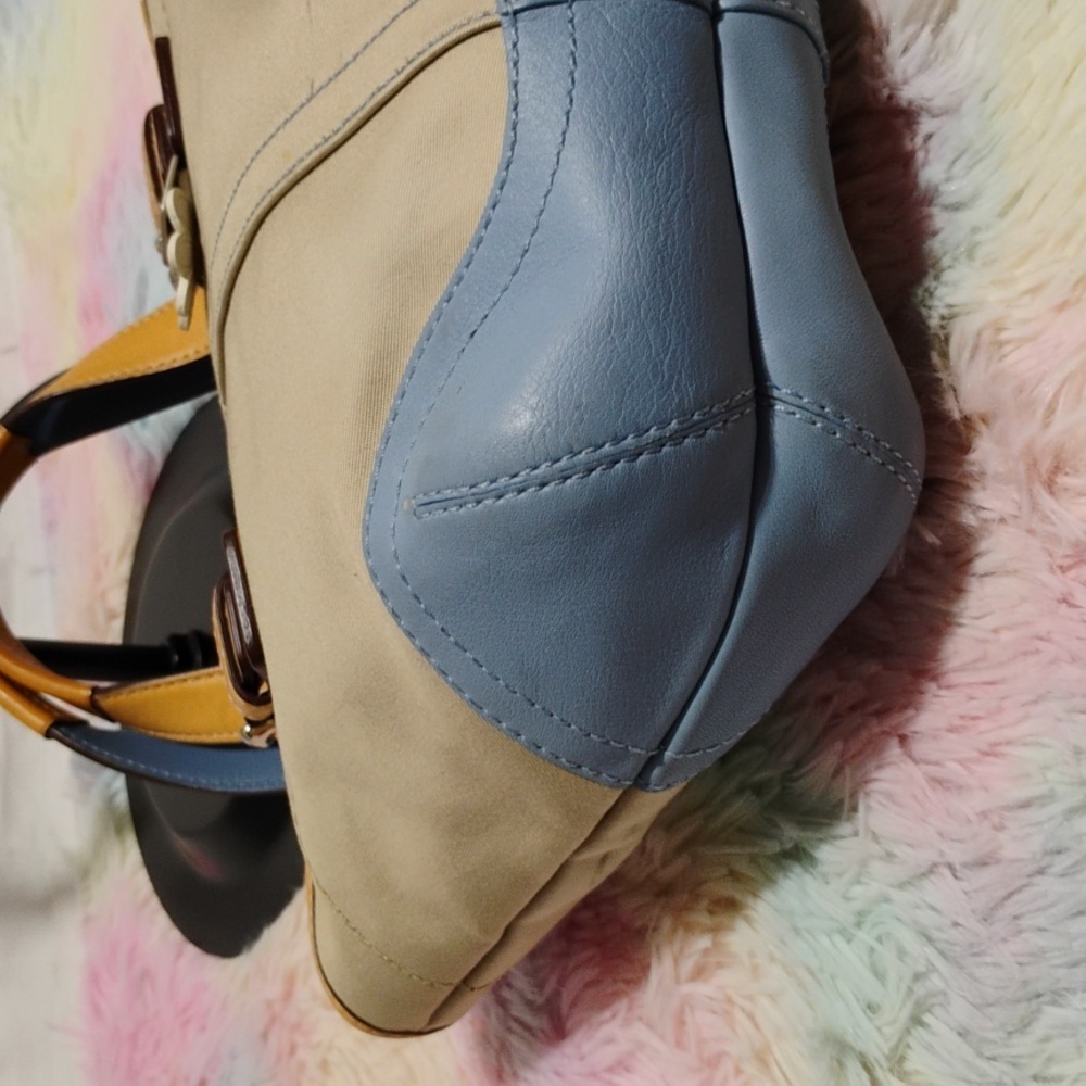 Coach Y2K Blue/Tan Denim & Leather Mini Shoulder Bag W Dust Bag - Picture 7 of 14